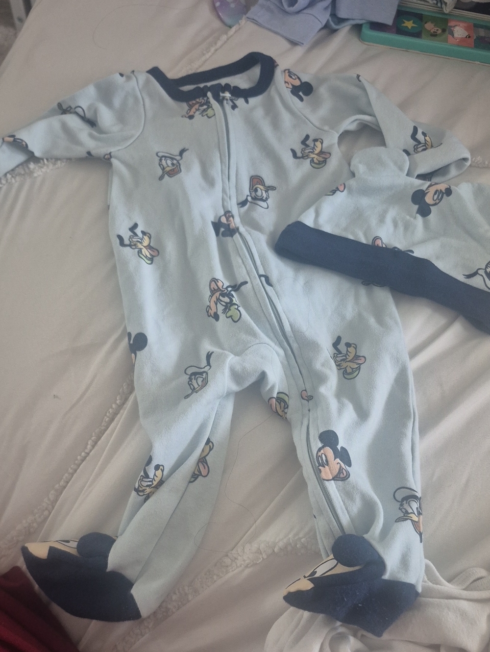 Disney Light Blue Mickey Mouse Footed One-Piece